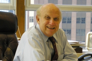 Floyd Abrams at his desk in New York where we met with him in July of 2014